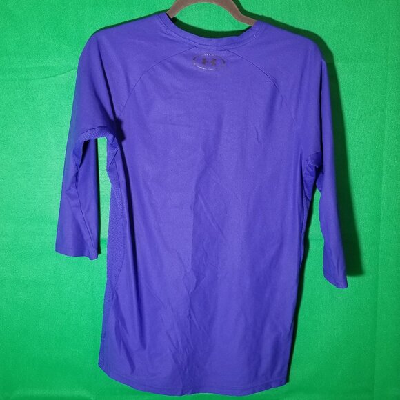 Under Armour Threadborne 3/4 Sleeve Utility Blue Men Small Fitted Gym Training - Picture 2 of 8